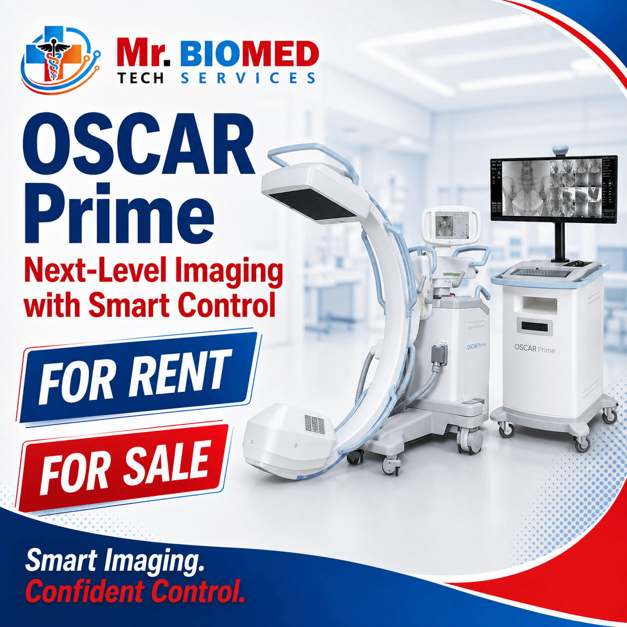 OSCAR Prime mobile C-arm with its monitor cart